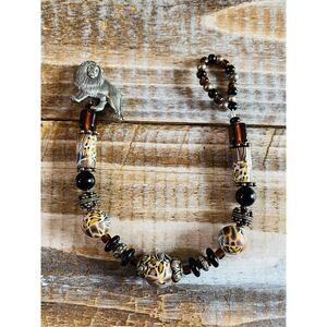 Vintage 1987 Maiden Vermont DP Ltd Lion Beaded Bracelet 8.5" long
